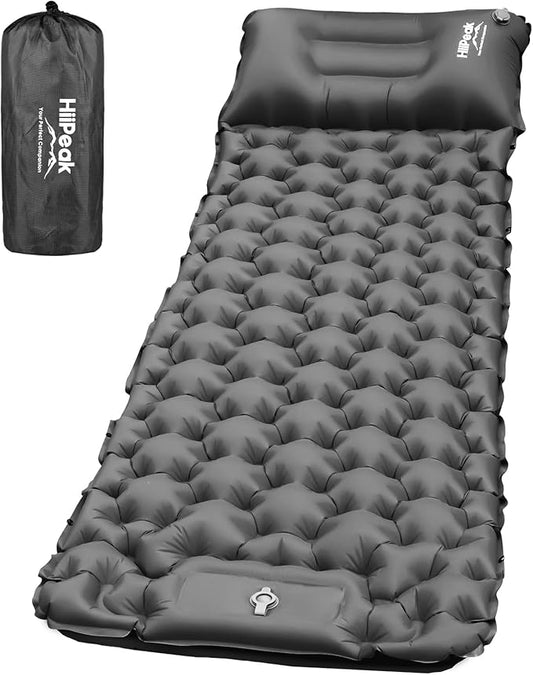 HiiPeak Sleeping Pad for Camping- Ultralight Inflatable Sleeping Mat with Built-in Foot Pump & Pillow, Upgraded Compact Camping Air Mattress for Camping, Backpacking, Hiking