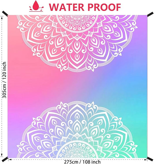 Beach Blanket Waterproof Sandproof Beach Mat 79" X 83" /10'x9'for 2-8 Adults Quick Drying Outdoor Picnic Mat Beach Accessories for Travel, Camping, Hiking