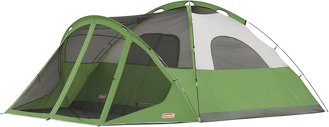 Coleman Evanston Screened Camping Tent, 6/8 Person Weatherproof Tent with Roomy Interior Includes Rainfly, Carry Bag, Easy Setup and Screened-In Porch