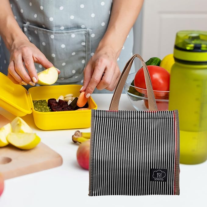 PATIKIL Insulated Lunch Bag, Oxford Cloth Waterproof Lunch Tote Bag Thermal Portable Lunch Box Food Container for Work Office Picnic Outdoor, 10.24"x6.69"x10.24", Black