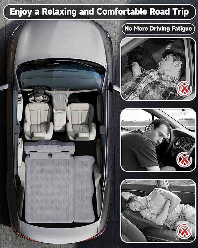 Umbrauto Truck Air Mattress Back Seat| Inflatable Car Camping Mattress Bed for Back Seat, SUV Blow Up Rear Seat Sleeping AirBed for Van Travel with Pump & Pillows
