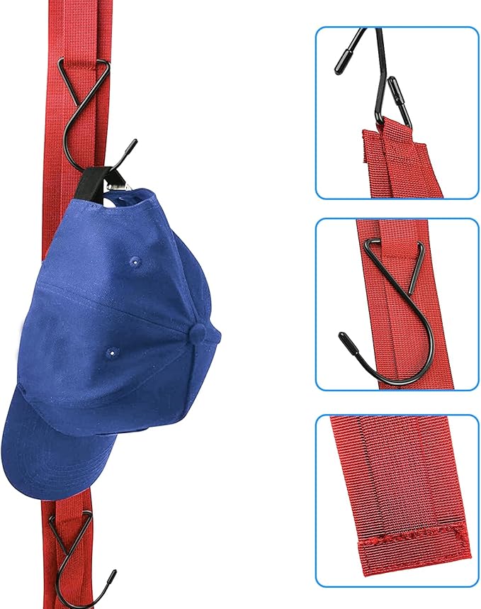 Hockey Hanger Portable Hanging Dryig Rack Hockey Gifts for Home and Outdoor Using in Ice Hockey Skating Football Camping Fishing 5 Hooks (Red)