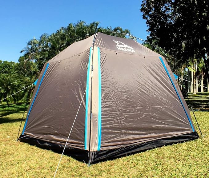 Hasika Screen Camping Tent with Floor 4 Season 8x8ft Large Mesh Room Shelter Canopy for Outdoors Gazebo Outside Poles Excluded