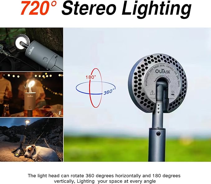 Camping Light Telescopic, Collapsible Magnetic Camping Lantern with 12000mAh Battery, Telescoping IPX6/IPX7 Waterproof Flashlights, Camping Lamp for Emergency, Camping, Hiking (Desert Yellow)