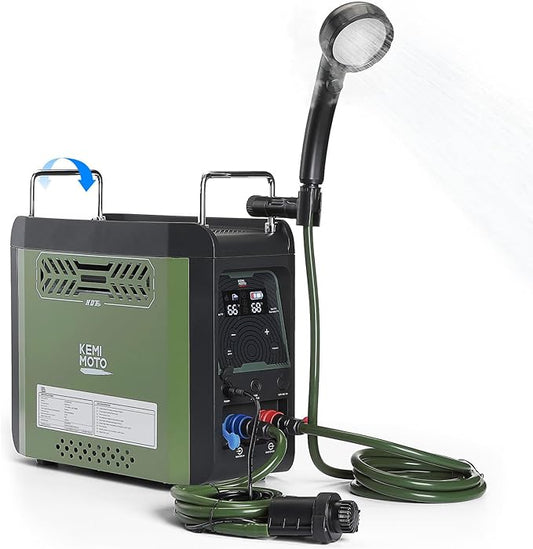 KEMIMOTO Portable Water Heater Constant Temperature, Propane Water Heater with Pump, Max 100 Mins 3s Instant Hot 20,000 BTU, 4000mAh Rechargeable Battery, Suits for Outdoor Camping Hunting Cleaning