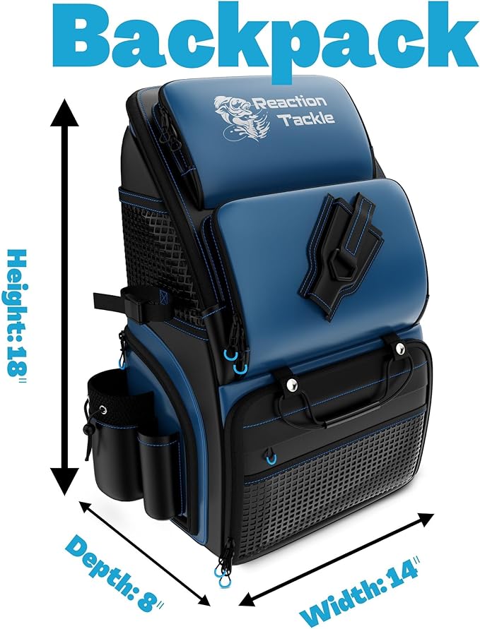 Reaction Tackle Fishing Tackle Bag – Salt Water Resistant Fishing Bag, 1000D PVC Waterproof Material, Tackle Box Organizer with Dividers for 3600 or 3700 Trays (Small, Medium, Backpack only fit 3600)