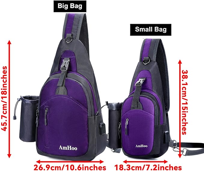 AmHoo Sling Backpack Chest Shoudler Crossbody Bag Water Resistant Hiking Daypack