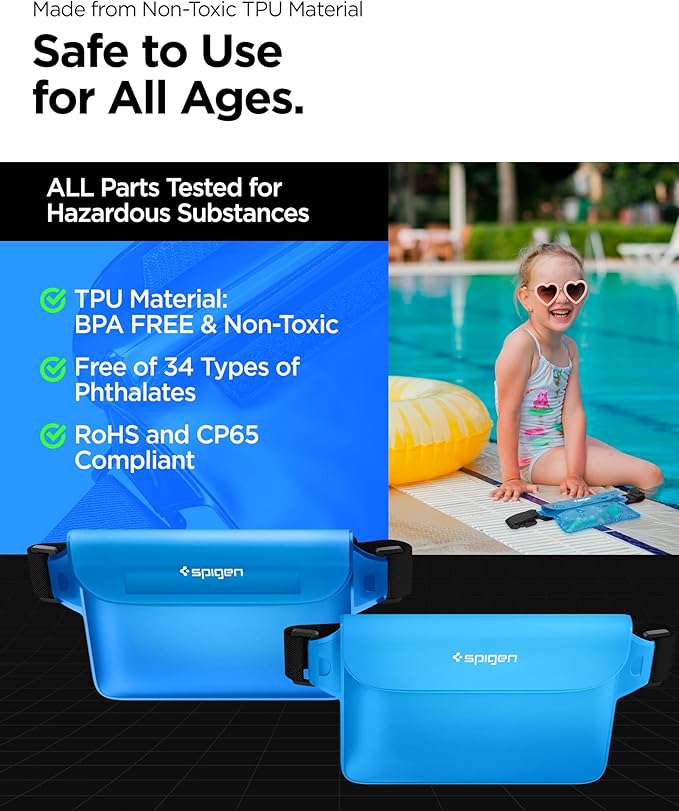 Spigen AquaShield A620 Waterproof Cell Phone Bag, Dry Bag, Fanny Pack with Adjustable Waist Strap for Beach, Swimming, Boating, Fishing, Hiking, etc