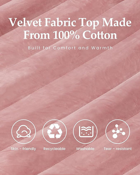 Inflatable Sleeping Pad for Camping, Extra-Thick 4.75 Inch Air Mattress with Soft Cotton Top, Machine Washable, Family Lightweight 4-Season Pad for Camping, Traveling & Hiking, Pink