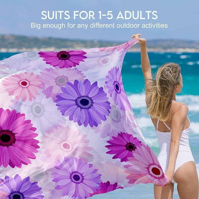 BYDOLL Beach Blanket Waterproof Sandproof 78''×81'' 1-7 Adults Oversized Lightweight Large Picnic Mat Waterproof Sandproof Blanket for Beach