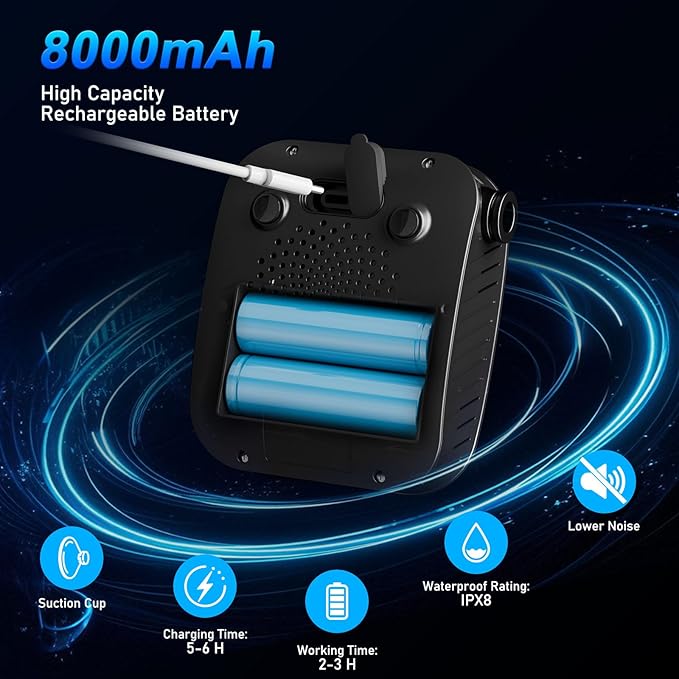 GOSCHE Portable Camping Shower, 8000mAh Rechargeable Outdoor Shower Pump with 20L Collapsible Bucket, Intelligent LED Display, IPX8 Waterproof Pump for RV, Travel, Hiking, Pet Bath, Beach