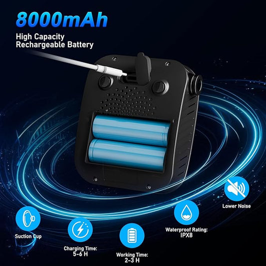 GOSCHE Portable Camping Shower, 8000mAh Rechargeable Outdoor Shower Pump with 20L Collapsible Bucket, Intelligent LED Display, IPX8 Waterproof Pump for RV, Travel, Hiking, Pet Bath, Beach