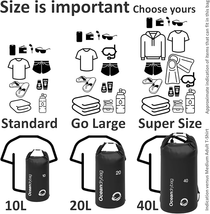 Oceandrybag - Waterproof Dry Bag Backpack - Floating Dry Sack Portable for Kayaking, Beach, Rafting, Boating, Hiking, Camping, Fishing with Waterproof Phone Case