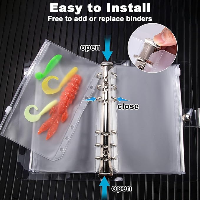 Dr.Fish Bait Binder Bags Worm Wallet Binders Travel Portable Compact Tackle Storage for Soft/Hard Baits, Leaders, Lines, Rigs