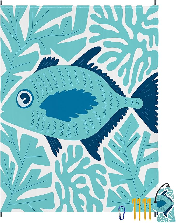 Large Beach Blanket Waterproof Sandproof 108"x 82" for 1-6 Adults,Quick Drying Beach Mat,Lightweight & Durable,Beach Essentials for Family Beach Camping Travel Picnic