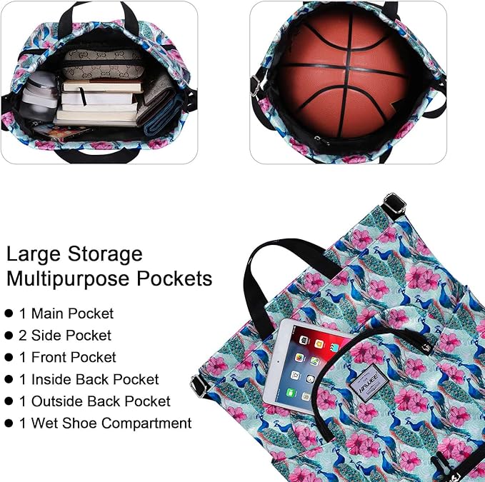 Dry Wet Drawstring Backpack with Shoe Compartment for Women Adjustable Gym Bag