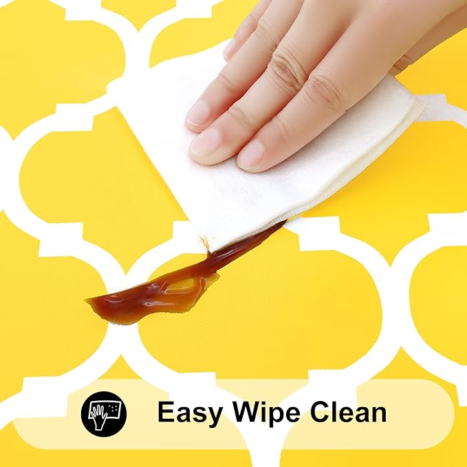 Smiry Rectangle Picnic Table Cover, Waterproof Elastic Fitted Camping Tablecloths for 6 Foot Tables, Wipeable Flannel Backed Vinyl Tablecloth Protector for Indoor, Outdoor (Yellow, 30x72 Inches)