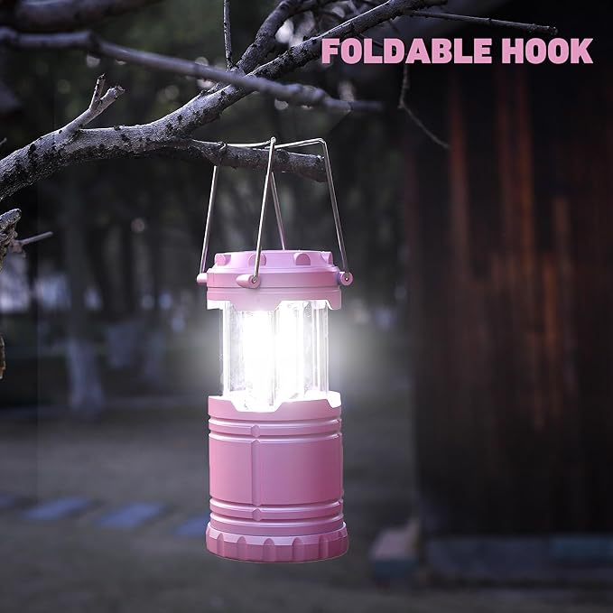 LED Pink Camping Lanterns, Portable Camping Lights, Outdoor Handled Lamps, Essential Emergency Lights for Power Outages, Hiking, Hurricane