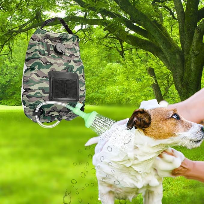 Solar Shower Bag | 5 Gal/20L Solar Heating Camping Shower Bag | Removable Hose | On-Off Switchable Shower Head | Ducha Portatil | Traveling Shower | Portable Shower for Beach Swimming, Hiking