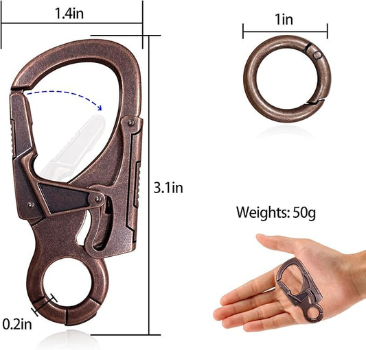 Ahiller Muscular Carabiner Hook，3.1" Alloy Thick Keychain Clip for Man, Outdoor Camping, Hiking Accessories, Key Ring