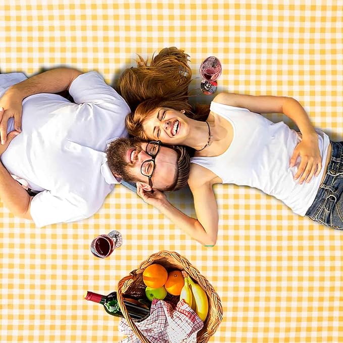 Picnic Beach Blanket Extra Large, 99x60in XL Sandproof Waterproof Outdoor Camping Blankets, Sand Free Oversized Mat, Quick Drying Portable Mats for Travel, Hiking, Music Festival, Lawn-Yellow