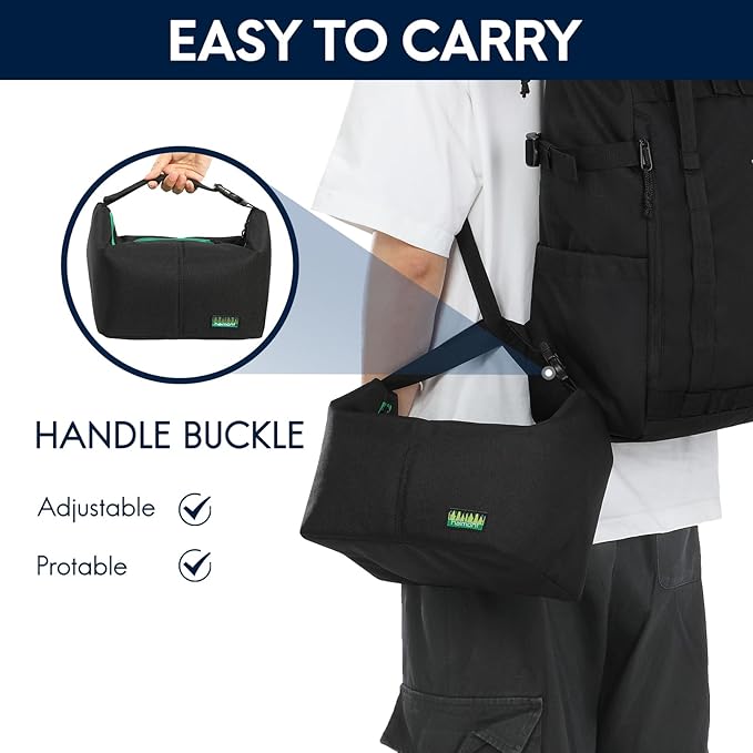 Haimont Small Insulated Lunch Bag for Women Men, Portable Lunch Tote Cooler with Buckle, Leakproof Reusable Lunchbox for Work Picnic Travel, Black