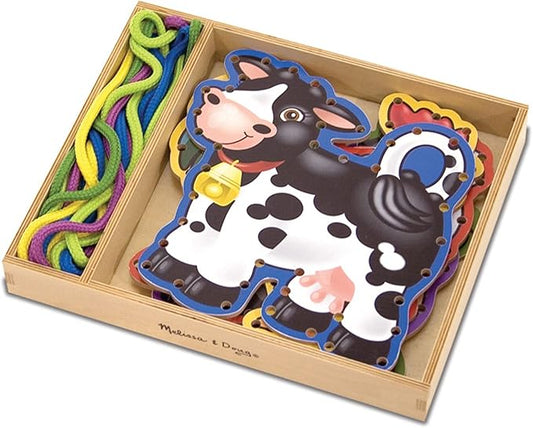 Melissa & Doug Lace and Trace Activity Set: 5 Wooden Panels and 5 Matching Laces - Farm