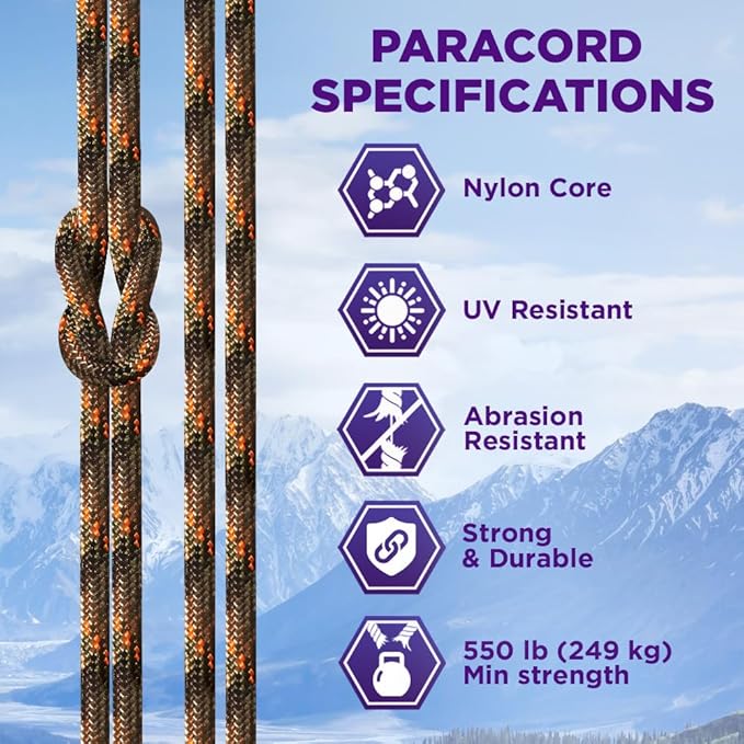 TECEUM Heavy Duty Rope 1000 – 1000ft / 200ft / 100ft / 50ft – 40+ Colors – Utility Rope for Survival & Camping Gear – Nylon String, Camping Rope, para Cord, Utility Nylon Rope, Tent Cord