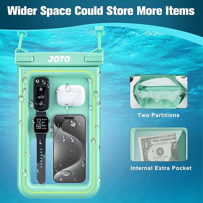 JOTO [IP68 Floatable Large Floating Waterproof Phone Pouch Up to 10", Underwater Phone Case Cellphone Dry Bag for iPhone 16 15 14 13 12 11 Pro Max Xs Max XR X 8 7 Plus SE/Galaxy S24 S23 S22 -Grey