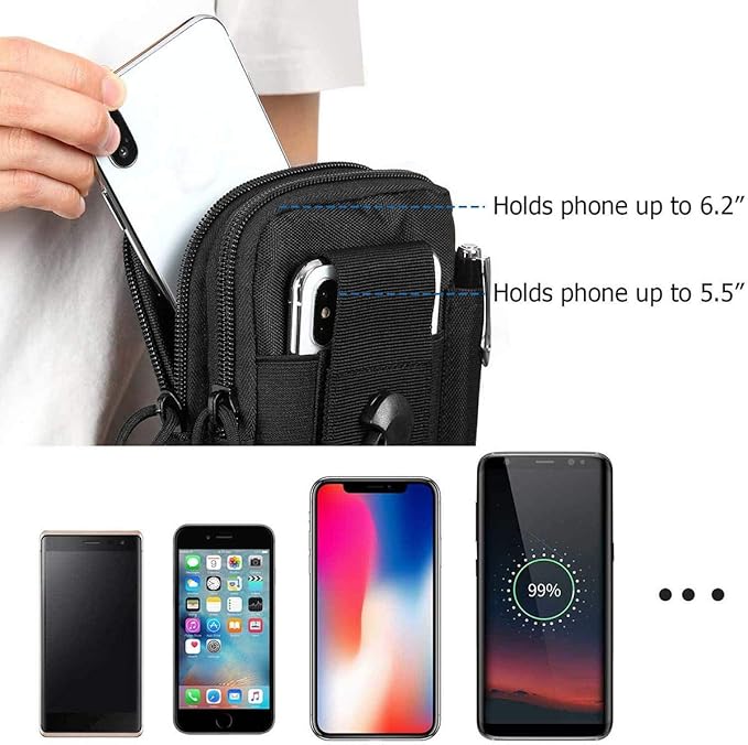 Tactical Molle Pouch, Universal EDC Waist Bag Pouches, Outdoor Belt Bags Gear Tool Gadget Pocket with Cell Phone Holster