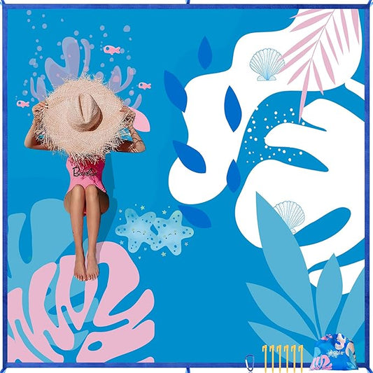 Beach Blanket Sandproof, Extra Large Beach Mat 80"*80" for 1-8 Persons,Waterproof Outdoor Picnic Blankets, Lightweight Beach Essentials for Camping,Traveling,Hiking (Blue Pattern, 80"*80")