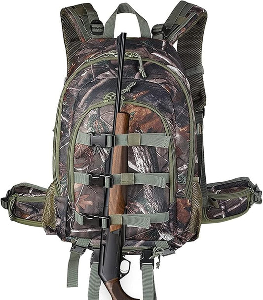 AUMTISC 40L Hunting Bag Backpack with Rifle Holder for Men, Waterproof Camo Hunting Day Back Pack with Rain Cover for Gun Bow