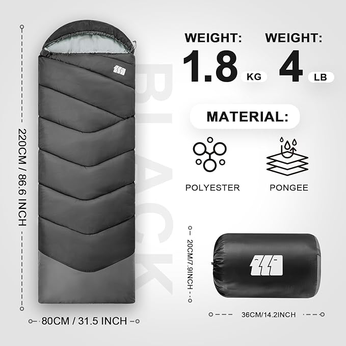 Sleeping Bags for Adults Cold Weather,Portable, Waterproof,Lightweight Sleeping Bag for Tall Girls Boys with Compression Sack for Warm Camping, Hiking, Outdoor & Indoor
