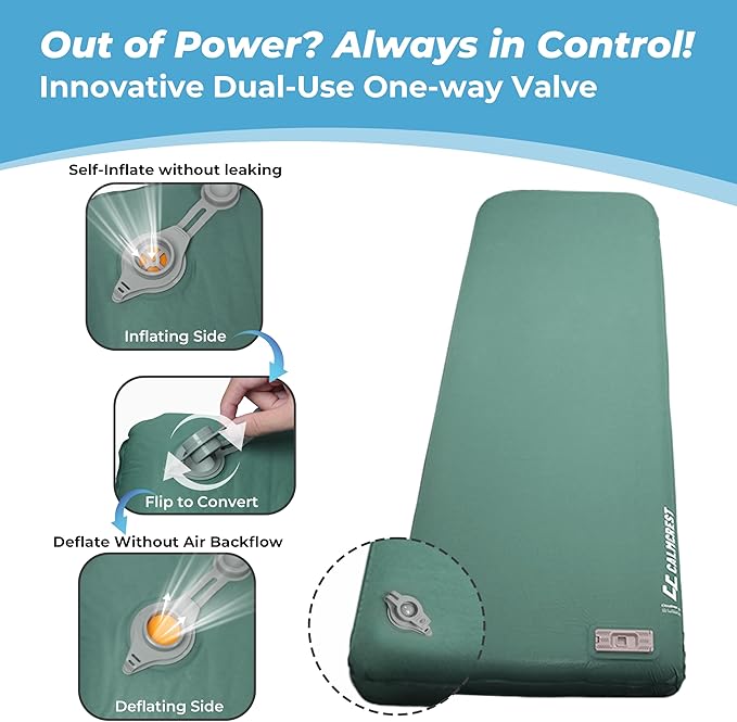 Self Inflating Sleeping Pad with Electric Air Pump, 3.15" Thick Foam Camping Mattress for Superior Comfort & Support, 9.5 R-Value Insulated Sleeping Mat, 4-Season Camping Pad for Tent, Cot (Green)