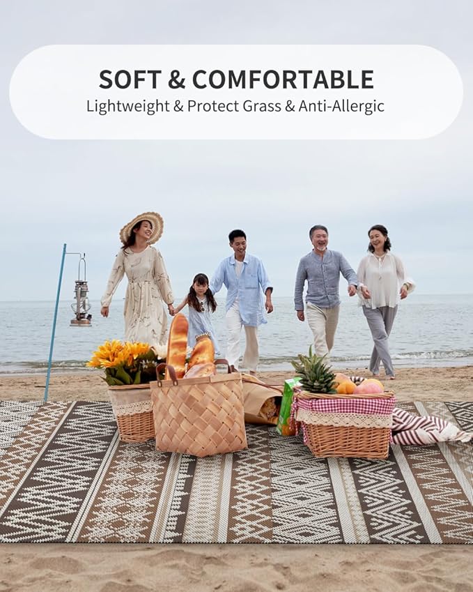 MontVoo Outdoor Rug Carpet Waterproof-Patio Rug Mat 5x8 Reversible RV Camping Rug Picnic Mat Plastic Straw Outside Rug for Balcony Porch Deck Beach-Boho Outdoor Area Rug for Patio Decor Colorful