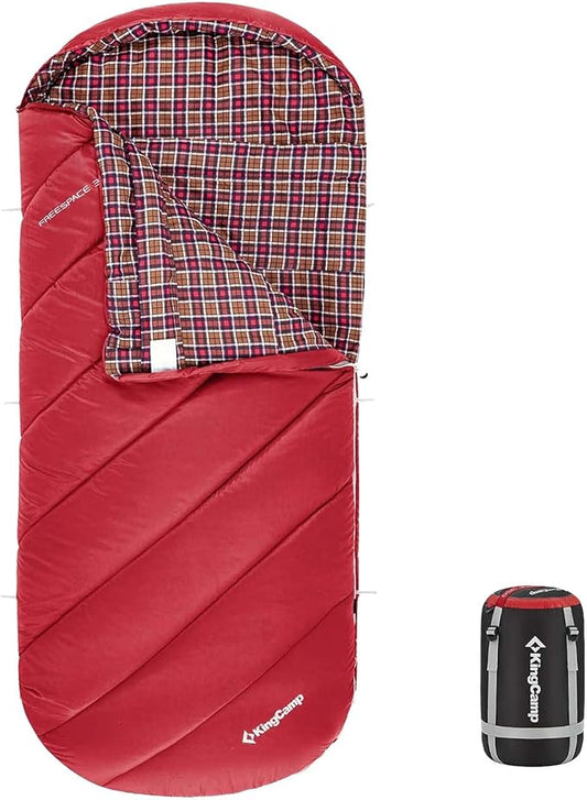 KingCamp Sleeping Bag for Adults, Cold Weather & Warm Extra Wide Big & Tall XL Portable Waterproof Flannel Sleeping Bags, Essentials Gear Accessories for Camping Backpacking Hiking Indoor & Outdoor