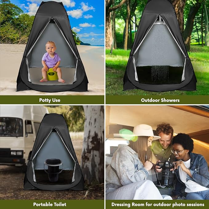 Pop Up Large Privacy Tent - 7ft Tall - Oversized Strong Camping Toilet Tent- Portable Camp Shower Pod w/Hooks- Porta Pod- Outdoor Bathroom, Potty, Changing Private Room