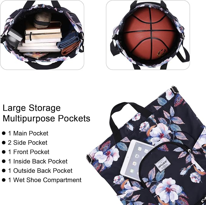 Dry Wet Drawstring Backpack with Shoe Compartment for Women Adjustable Gym Bag