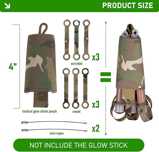 Tactical Glow Stick Organizer Pouch - Chemlight Holder for 6 Glow Sticks - Chem Light Holders for Molle Tactical Vest, Ideal for Camping, Fishing, and Hunting