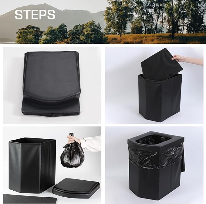 Portable Toilet with Tent, Portable Toilet Kit For Adults, 59in Large Pop Up Privacy Tent, Extra Large Camping Folding Toilet, Comfortable Leather Toilet with Toilet Bags, Washable for Camping