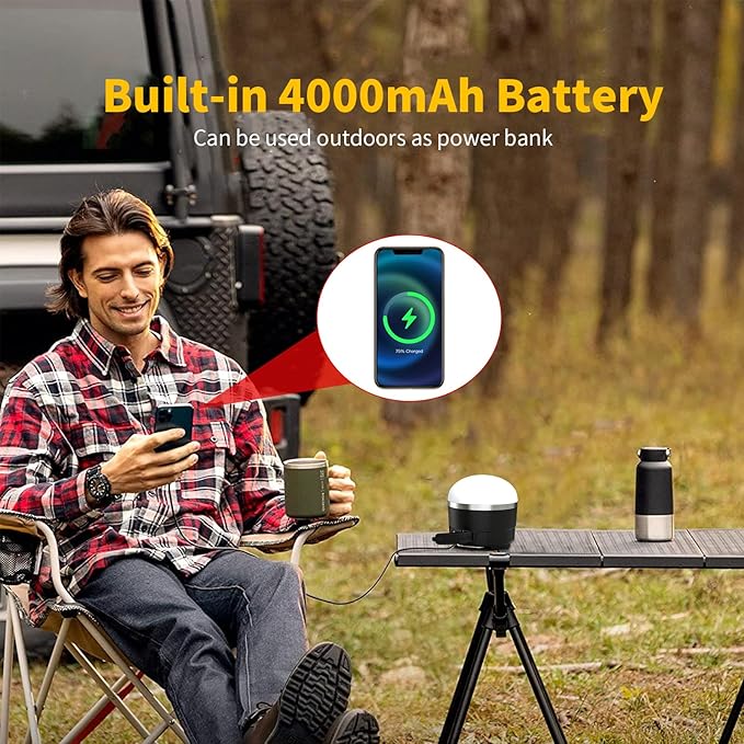 LED Camping Lantern Rechargeable 1000LM,4 Modes,Portable Tent Light Built-in 4000mAh Battery,Waterproof Emergency Light for Hurricane,Outdoors,Hiking,Outages