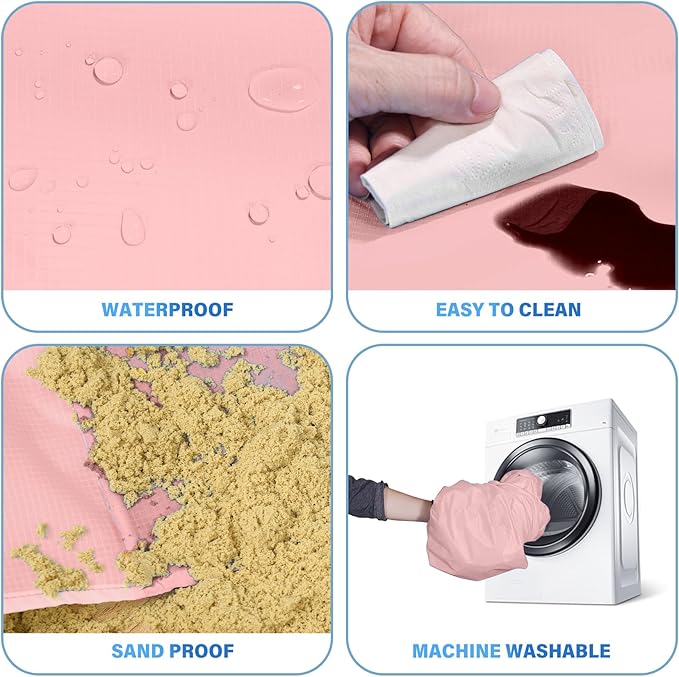 BYDOLL Beach Blanket Waterproof Sandproof 78''×81'' 1-7 Adults Oversized Lightweight Large Picnic Mat Waterproof Sandproof Blanket for Beach