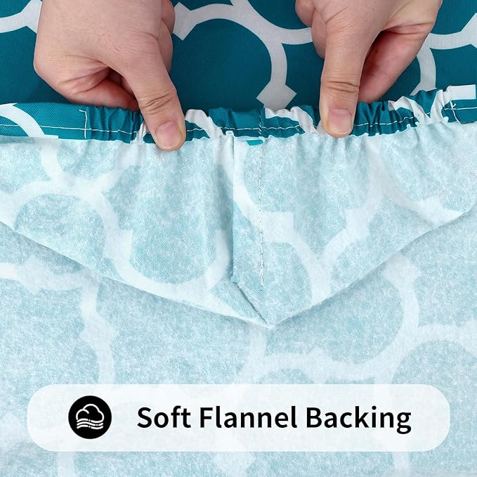 Smiry Rectangle Picnic Table Cover, Waterproof Elastic Fitted Camping Tablecloths for 4 Foot Tables, Wipeable Flannel Backed Vinyl Tablecloth Protector for Indoor, Outdoor (Turquoise, 24x48 Inches)