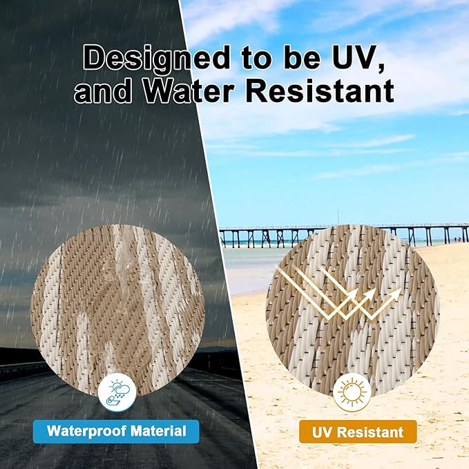 HEBE Outdoor Rug 8'x10' for Patios Clearance Waterproof Patio Mat Plastic Straw Rug Reversible RV Camping Tent Rug Outside Indoor Outdoor Area Rugs for RV,Deck,Beach,Balcony,Camper