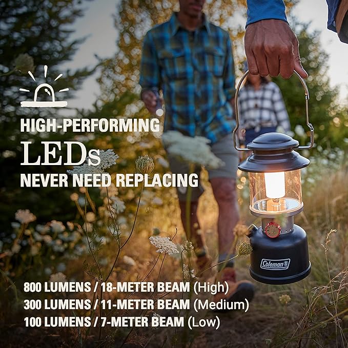 Coleman Classic Recharge 800 Lumens LED Lantern, Durable Water-Resistant Lantern with Built-in Rechargeable Batteries, Ideal for Camping and Emergencies