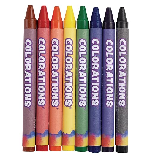 Colorations Regular Crayons, 8 Colors per set, 12 Sets included, 96 Crayons, Each set Individually Packaged, Personalize & Decorate for Gifts, Arts & Craft Craft for Children, Kids Crafts
