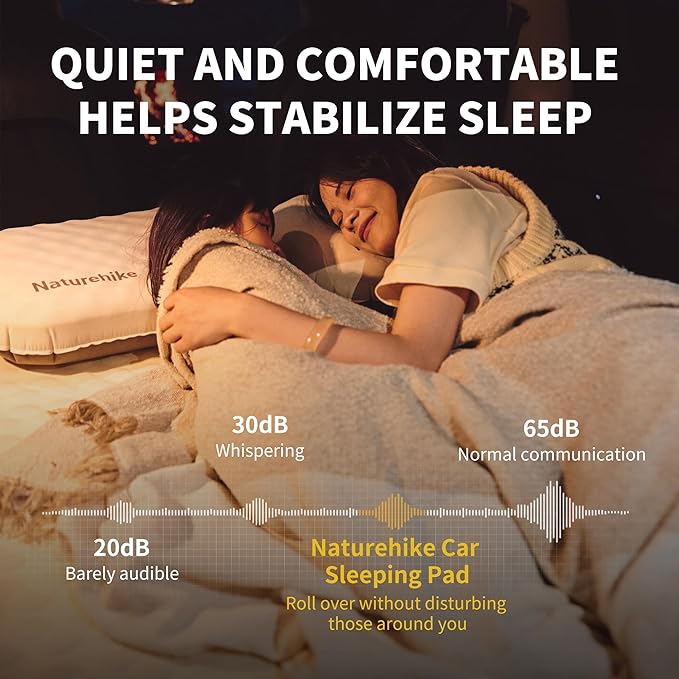 Naturehike 2.56’’ Thickened Car Mattress for SUV Camping, Self Inflating Sleeping Pad Memory Foam Car Air Mattress Queen for Outdoors, Travel, Home, ISPO Award Winning Processes