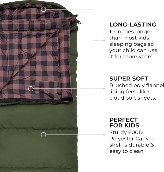Teton Junior, 20 Degree and 0 Degree Sleeping Bags. Finally, Sleeping Bag for Boys, Girls, All Kids, Warm and Comfortable, for All Camping Weather and Built to Last