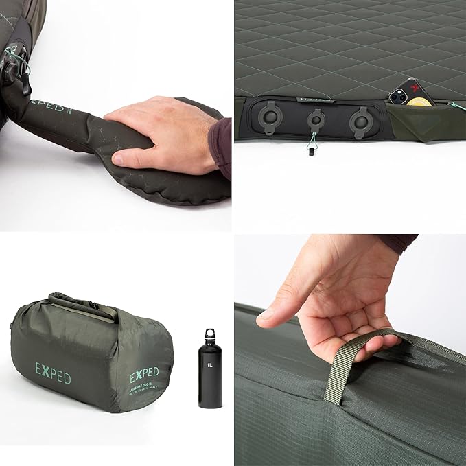 Exped LuxeMat Duo M - Self Inflating Luxury Sleeping Mat, 4” Foam Pad, Pump Included
