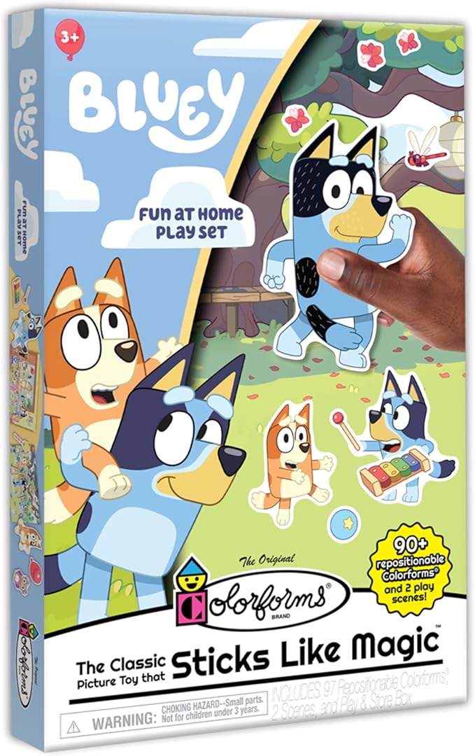 Colorforms Bluey Set - Repositionable Pieces Stick Like Magic - Scenes and Pieces from The Show Bluey for Storytelling Imaginative Play - Ages 3+
